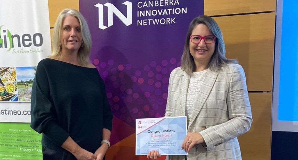 Sharyn Smith & Claire Harris at YWCA's Innovation Breakfast